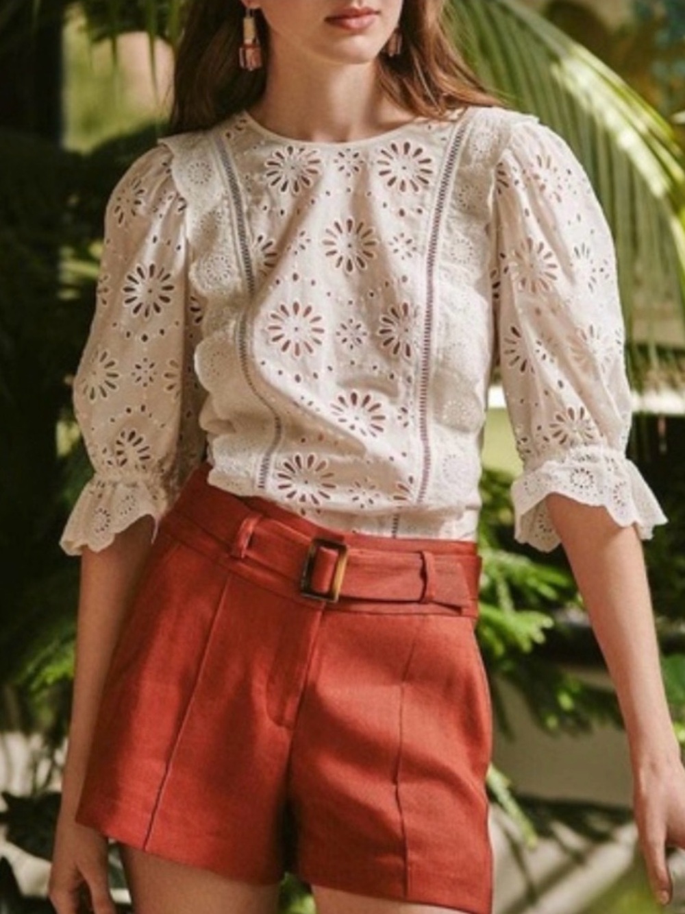 Veronica Beard Gale embroidered white Blouse 10